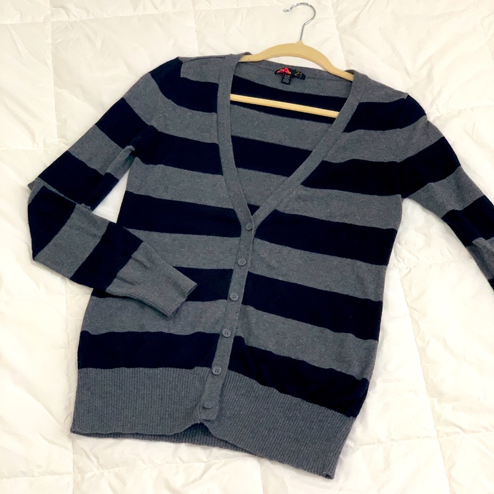 SOLD! Black & grey striped long cardigan